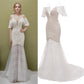 Spaghetti Straps Mermaid Long Lace Beach Wedding Dresses With Sleeves