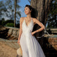 Flowy Simple Halter Backless Floor Length Beading Wedding Dresses Bridal Gown
