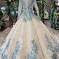 Newest Long Sleeves Ball Gown Wedding Dresses With Appliques