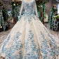 Newest Long Sleeves Ball Gown Wedding Dresses With Appliques