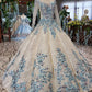 Newest Long Sleeves Ball Gown Wedding Dresses With Appliques