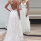 Spaghetti Straps Backless Long Zipper Back Beauty Wedding Dresses