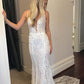 Gorgeous Trumpet Spaghetti Straps V Neck Appliques Wedding Dresses