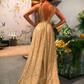 Sparkly Gold V Neck A-line Long Prom Dresses Evening Dresses