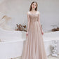 Elegant A Line Nude Pink Prom Dress Lace Up Party Dress S321015