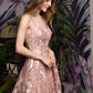 Sparkly Pink Spaghetti Straps A-line lace Prom Dresses