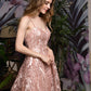 Sparkly Pink Spaghetti Straps A-line lace Prom Dresses