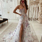 Elegant Sweetheart Front Split Party Dresses A-line Long Prom Dresses