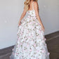 Chic A-line Spaghetti Straps 3D Floral Lace Long Prom Dresses