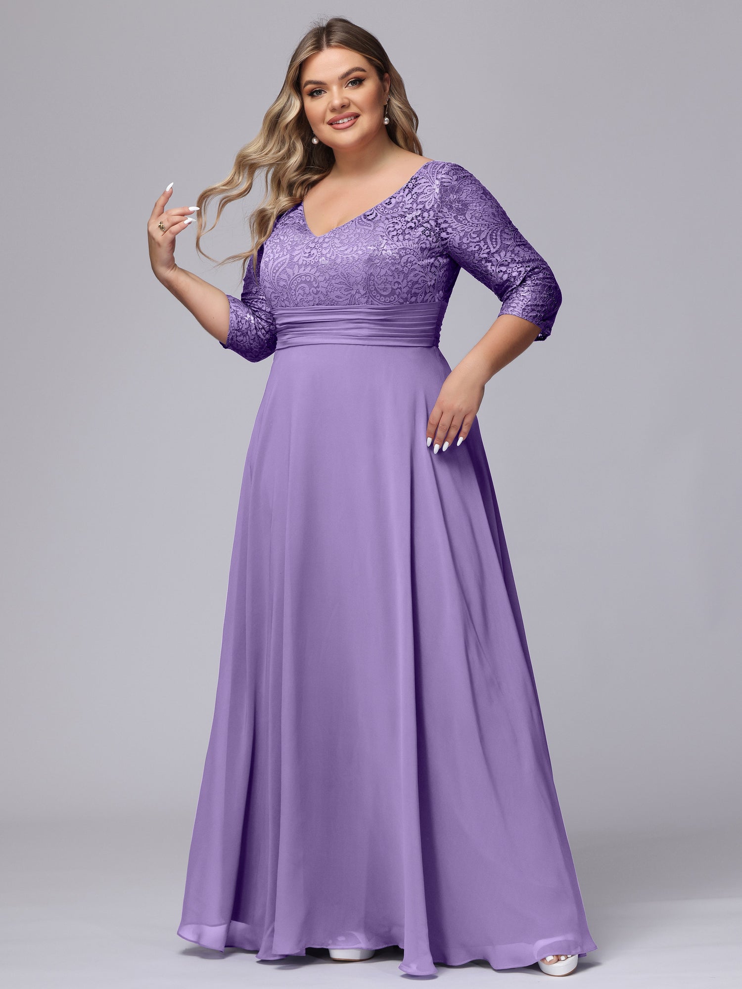A-Line/Princess Square Neck Sleeveless Floor-Length Chiffon Plus Size Bridesmaid Dresses with Split Side & Ruffles main image 1