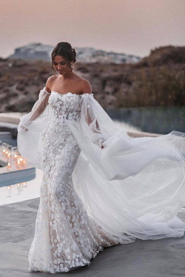 Graceful Two Piece Strapless Lace Beach Wedding Dress LBQW0003