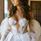 Gorgeous Ball Gown Off the Shoulder Tulle Beach Wedding Dresses with Appliques