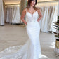 Charming Mermaid V Neck Lace Wedding Dresses