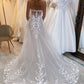 Fairy A Line Off the Shoulder Tulle Wedding Dresses with Appliques