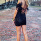 Charming Off the Shoulder Black Sequins Short Homecoming Dresses