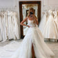 Elegant Ball Gown Scoop Neck Long Wedding Dresses with Appliques