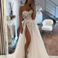 Charming A Line Sweetheart Tulle Wedding Dresses with Slit