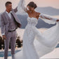 Charming Mermaid Strapless Lace Beach Wedding Dresses with Detachable Train