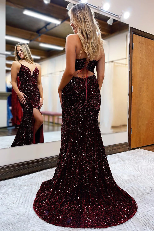 Charming Straps Lace Mermaid Prom Gown Sleeveless Long Evening Dress main image 1
