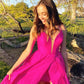 Chic Fuchsia A-line Spaghetti Straps Chiffon Long Prom Dresses
