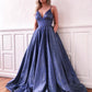 Chic A-line Spaghetti Straps Prom Dresses Long Evening Dresses