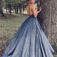 Unique Sleeveless A-line Spaghetti Straps Backless Long Prom Dresses