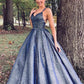 Unique Sleeveless A-line Spaghetti Straps Backless Long Prom Dresses