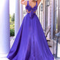 Chic A-line Straps Sleeveless Back Bow Long Prom Dresses