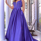 Chic A-line Straps Sleeveless Back Bow Long Prom Dress