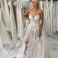 Charming Sweetheart Lace Tulle Wedding Dresses with Slit