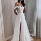 Charming A Line Off the Shoulder Tulle Wedding Dresses with Appliques