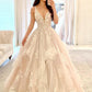 Charming Ball Gown V Neck Tulle Wedding Dresses with Appliques