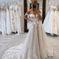 Fairy A Line Off the Shoulder Tulle Wedding Dresses with Appliques