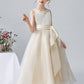A Line Ivory Sleeveless Tulle Beaded Flower Girl Dresses
