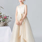 A Line Ivory Sleeveless Tulle Beaded Flower Girl Dresses