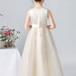 A Line Ivory Sleeveless Tulle Beaded Flower Girl Dresses