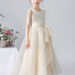 A Line Ivory Sleeveless Tulle Beaded Flower Girl Dresses