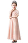 Simple A Line Pleated Satin With Short Sleeves Flower Girl Dress C6083