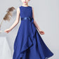 Dark Blue Sleeveless Chiffon Ruffles Flower Girl Dresses