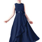 Dark Blue Sleeveless Chiffon Ruffles Flower Girl Dresses