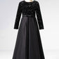 A Line Black Long Sleeves Beaded Flower Girl Dresses