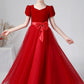 A Line Short Sleeves Tulle Flower Girl Dresses With Bownot