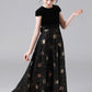 A Line Black Cap Sleeve Floor Length Flower Girl Dresses