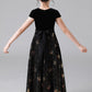 A Line Black Cap Sleeve Floor Length Flower Girl Dresses