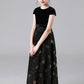 A Line Black Cap Sleeve Floor Length Flower Girl Dresses