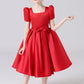 A Line Red Short Sleeve Flower Girl Dresses With Bownot