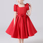 A Line Red Short Sleeve Flower Girl Dresses With Bownot