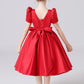 A Line Red Short Sleeve Flower Girl Dresses With Bownot