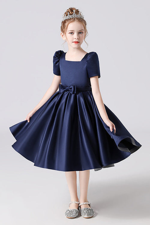 Cute A-Line Bow Short Flower Girl Dress Red