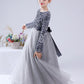 Black Tulle Long Sleeve Floor Length Flower Girl Dresses With Sequins